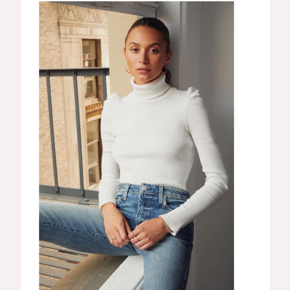 NWOT! A.M.O. Puff Sleeve Turtleneck - Vintage White